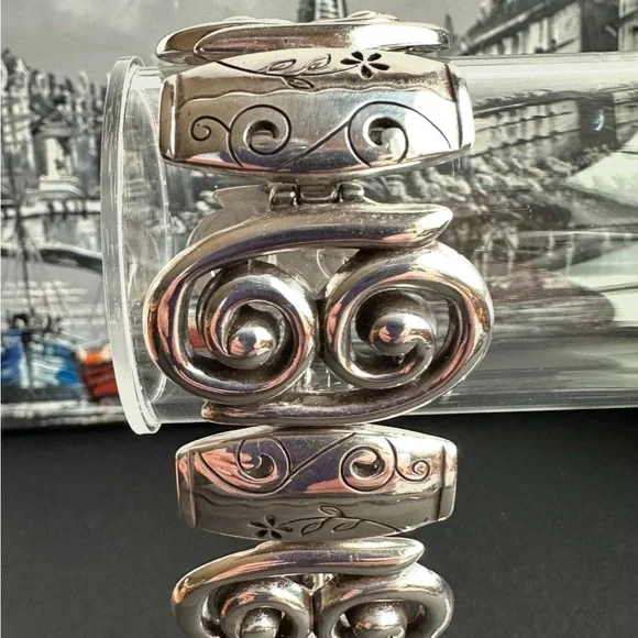 Brighton Bracelet Pablo's Passion Scroll Floral Wide Link Silver Plated 7.5" - Picture 5 of 10